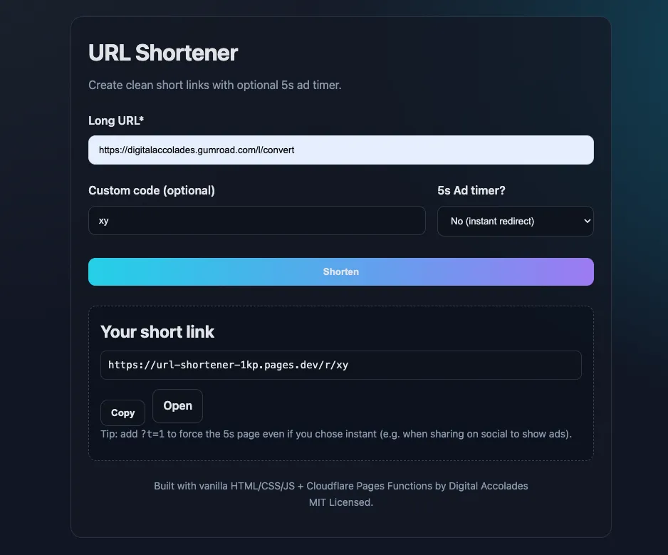 Free URL Shortener